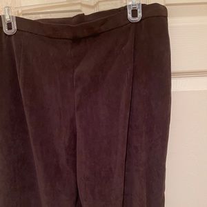 Pants, Size 16, Brown Suede Like Fabric, Elastic Side, zipper Front
